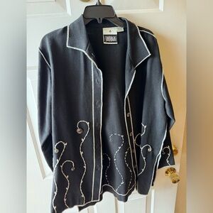 Black and White Embroidered Jacket